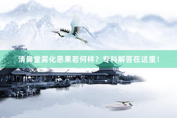 清鼻堂雾化恶果若何样？专科解答在这里！