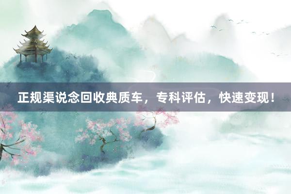 正规渠说念回收典质车，专科评估，快速变现！
